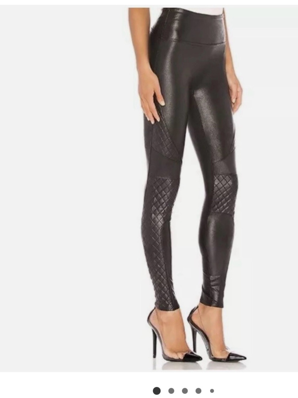 SPANX Quilted Faux-Leather High-Waist Leggings - Black